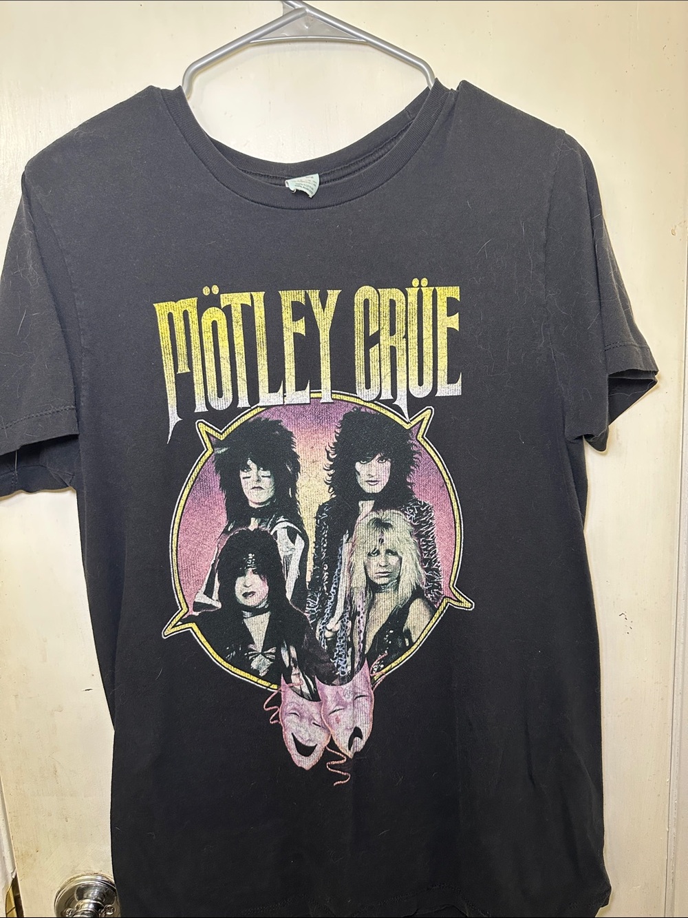 Pacifica Motley Crue Black Graphic Tee with Gold Lettering